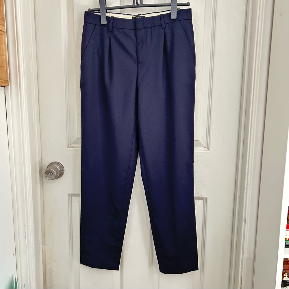 J. Crew Women's Navy Blue Super 120s Wool Ankle Pants B8172